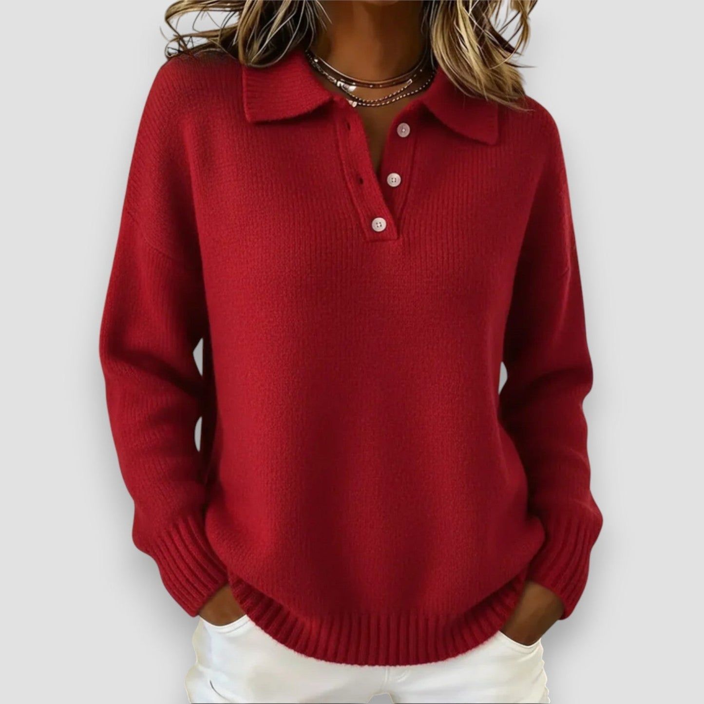 Penelope™ | Soft Knit Polo Sweater